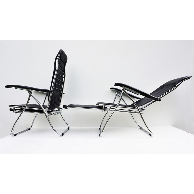 Pair of Italian Folding and Reclining garden chairs from Maule - 1970s 