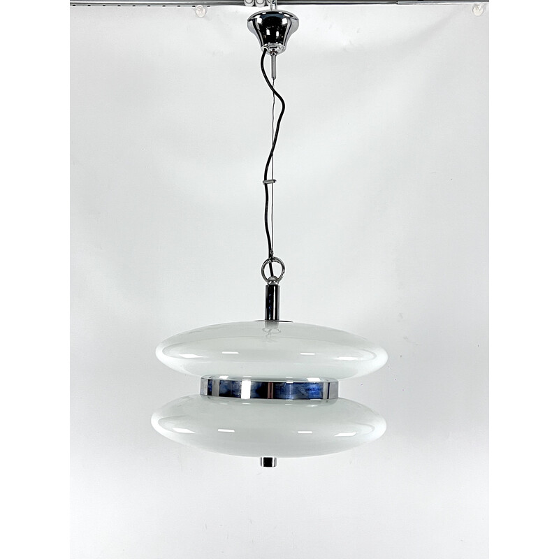 Mid-century Murano white glass chandelier by Vistosi, 1970s