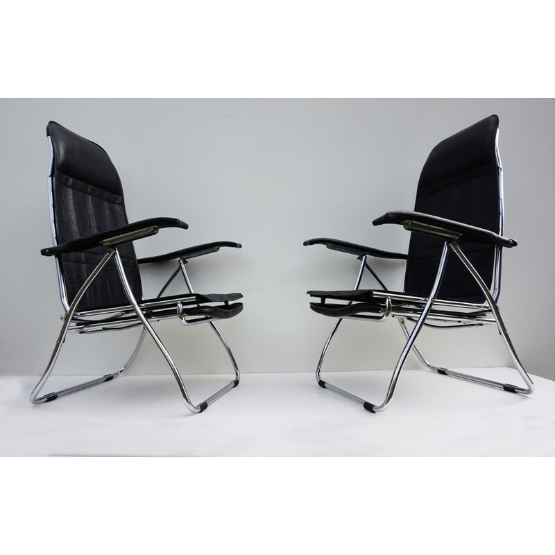 Pair of Italian Folding and Reclining garden chairs from Maule - 1970s 