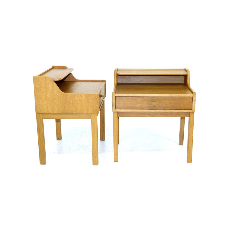 Pair of vintage oakwood night stands, Sweden 1960