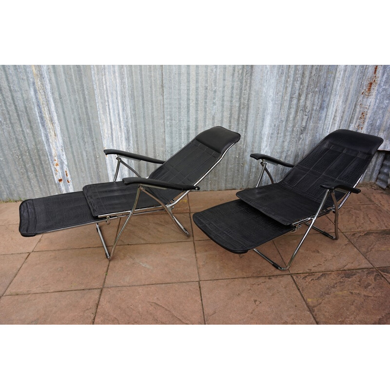 Pair of Italian Folding and Reclining garden chairs from Maule - 1970s 