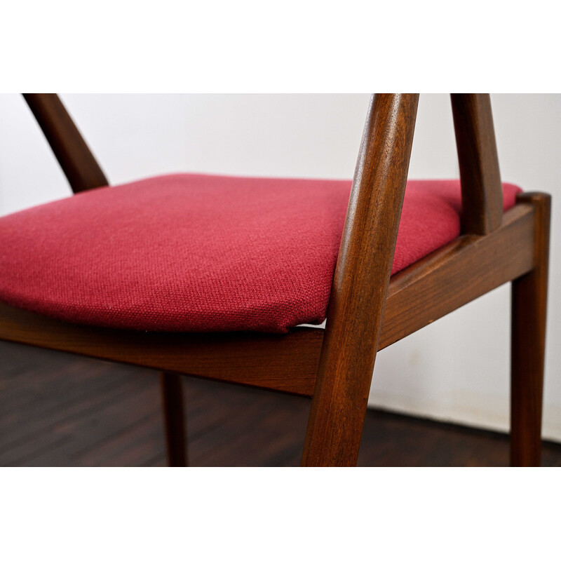 Vintage stoel model 31 in teakhout en rode stof van Kai Kristiansen