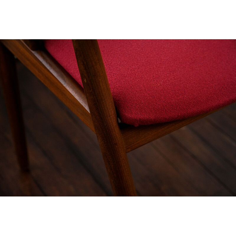 Vintage-Stuhl Modell 31 aus Teakholz und rotem Stoff von Kai Kristiansen