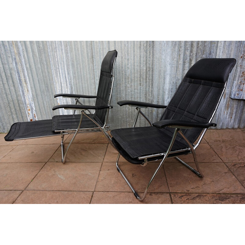 Pair of Italian Folding and Reclining garden chairs from Maule - 1970s 