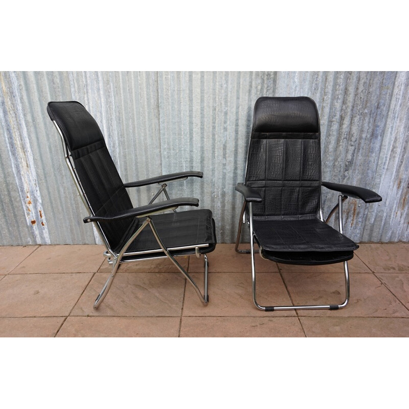 Pair of Italian Folding and Reclining garden chairs from Maule - 1970s 