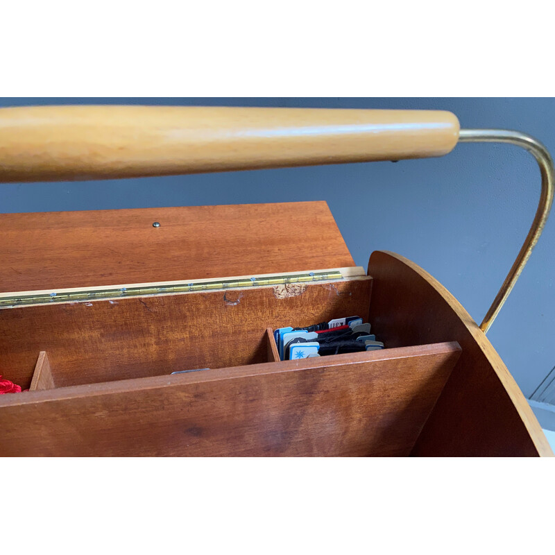 Vintage sewing box on legs and wheels, 1960s