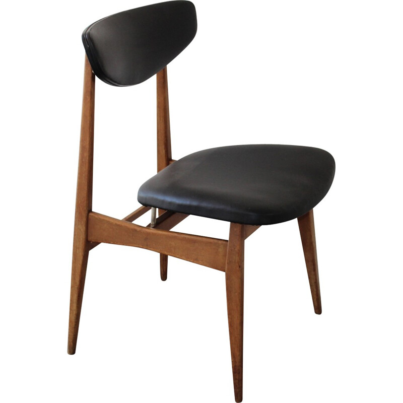 Scandinavian black dining chair - 1960s