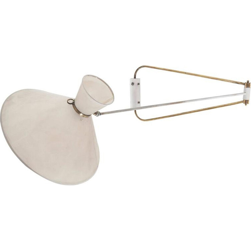 White wall light by Robert Mathieu with its original rhodoid shade - 1950s
