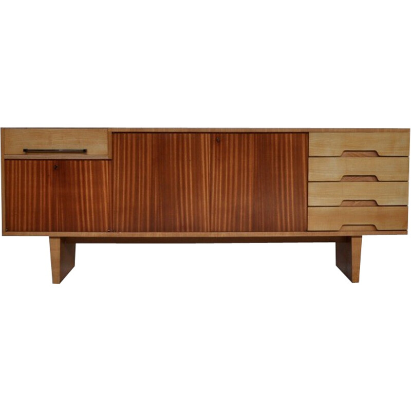 Sideboard by Robert Debiève produced by Minvielle in mahogany and ash - 1950s