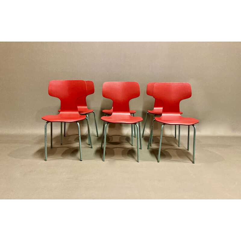 Set of 6 vintage children's chairs by Arne Jacobsen, 1960