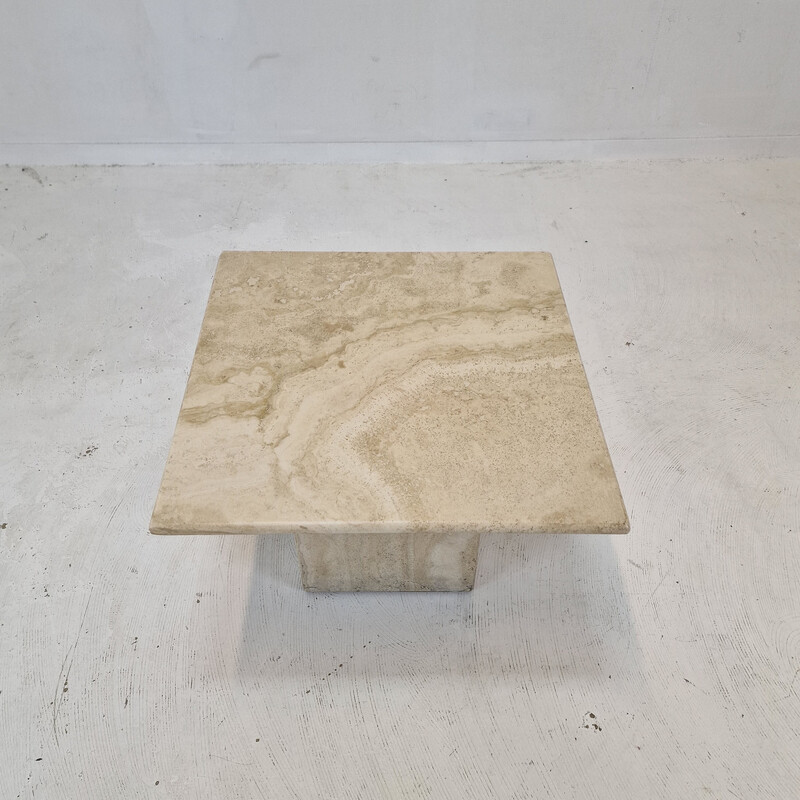 Italian vintage coffee table in travertine, 1980s