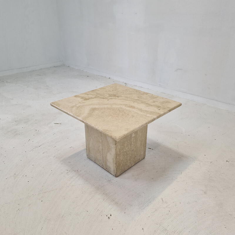 Italian vintage coffee table in travertine, 1980s