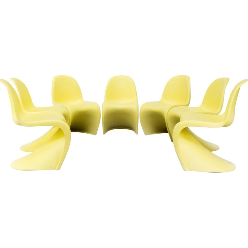 Suite de 7 chaises "Panton" jaune, Verner Panton, Vitra - 1960