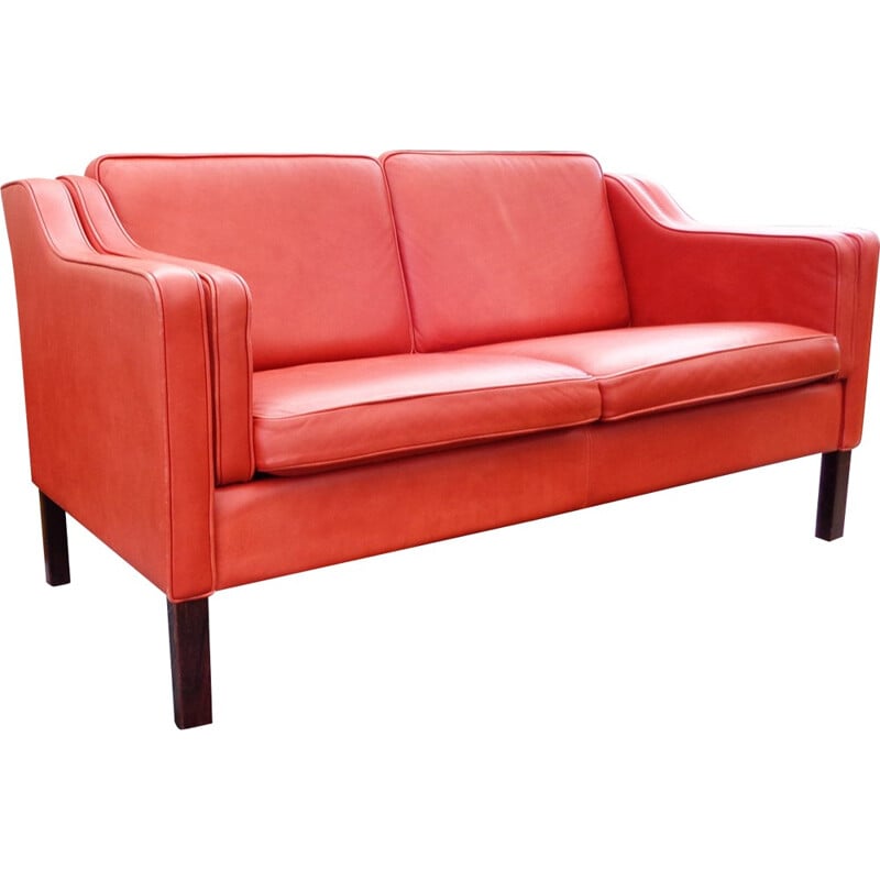 Eva 2-seater sofa upholstered in leather produced by Stouby Mobler - 1980s