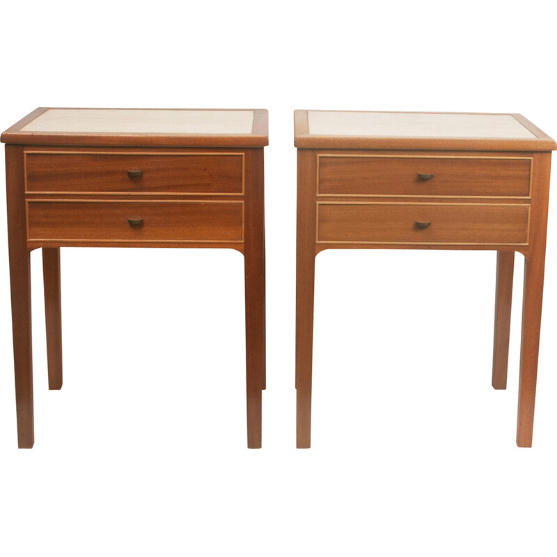 Pair of vintage night stands with two drawers, Denmark 1940s