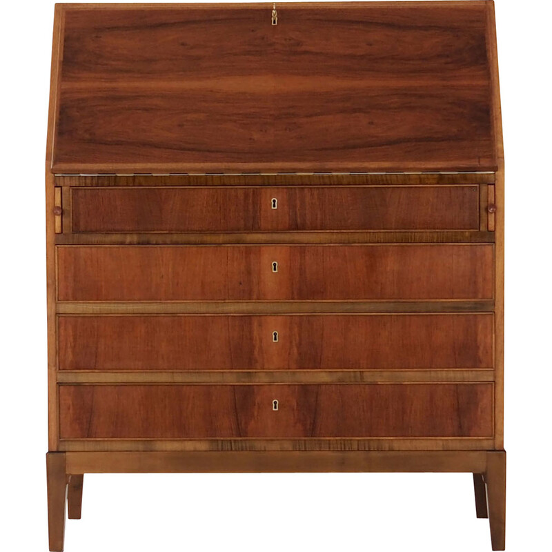 Vintage notenhouten secretaire, 1970