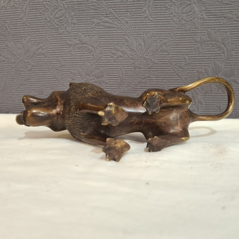 Vintage lion in brass plated bronze