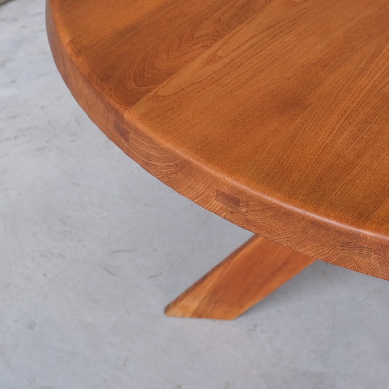 Mid-century T21B elmwood dining table by Pierre Chapo, France 1980s
