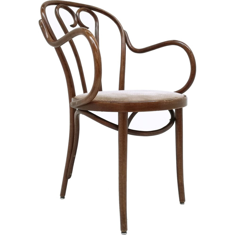 Chair in beech and fabric produced by Thonet - 1940s