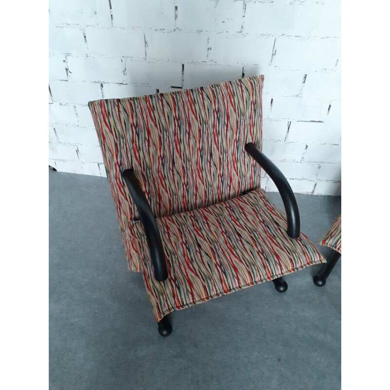 Pair of vintage Arflex armchairs in multicolor fabric