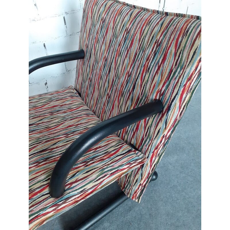 Paire de fauteuils Arflex vintage en tissu multicolore