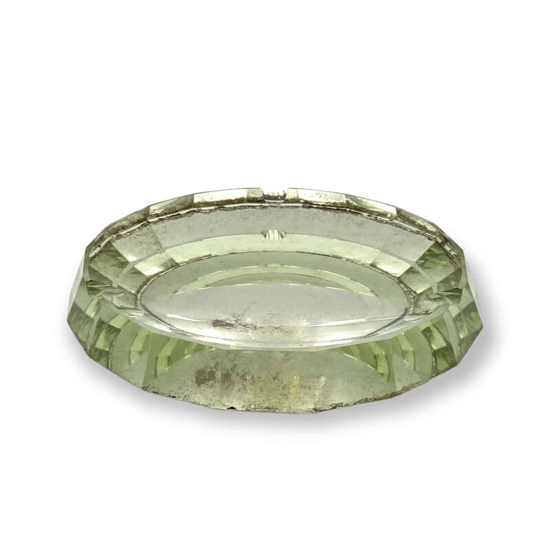 Vintage mirrored crystal beveled ashtray, Italy 1940s