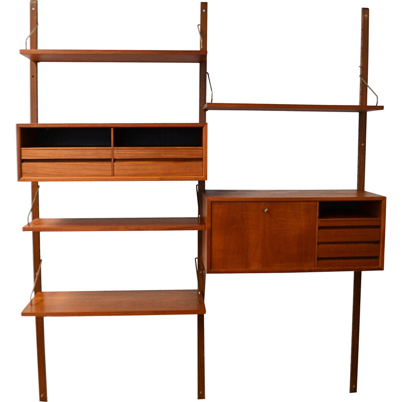 Sistema Vintage Danish teak wall-unit por Poul Cadovius para o Cado