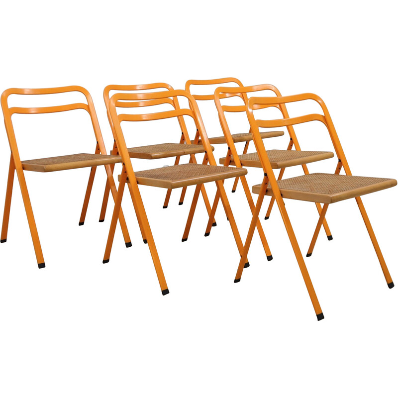 Set of 6 vintage folding chairs by Cidue, 1980s