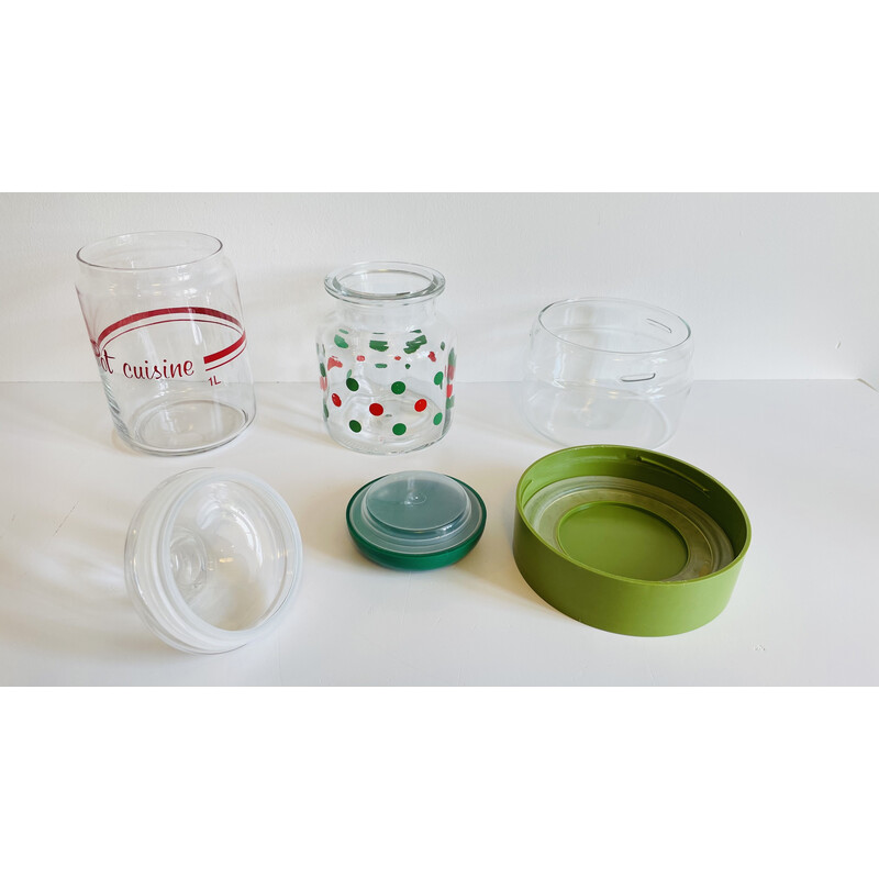 Set of 3 vintage glass and color pots