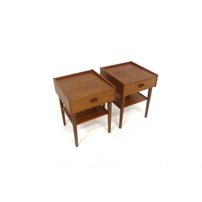 Coppia di comodini vintage in teak, Svezia 1960