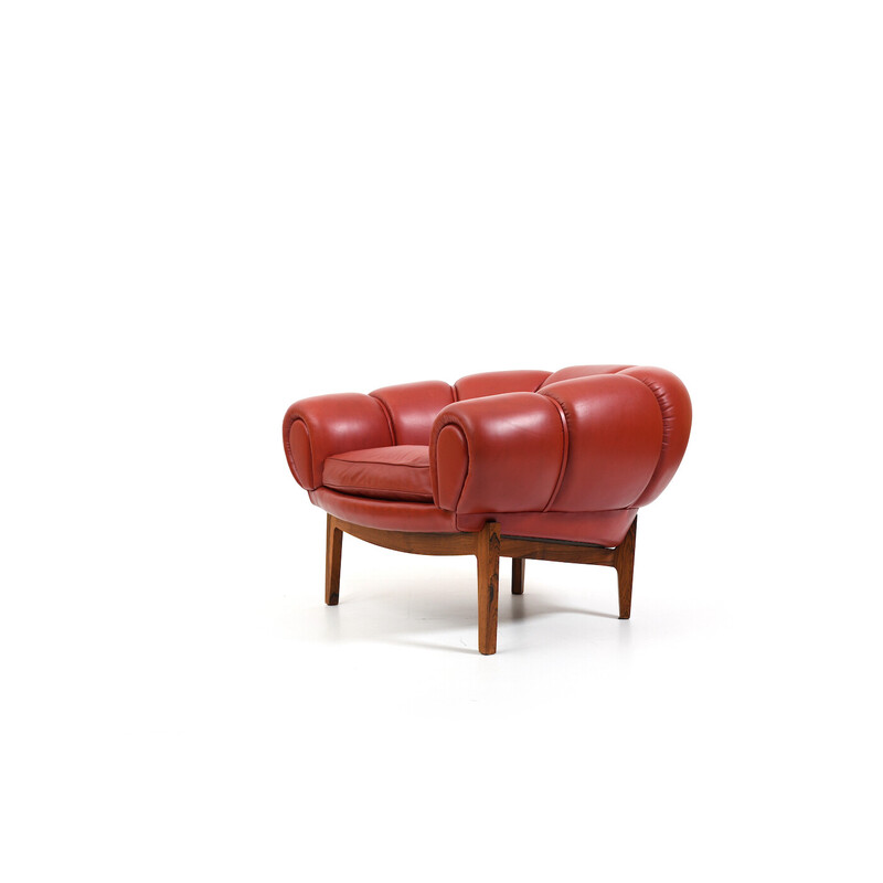 Danish vintage "Croissant" armchair by Illum Wikkelsø for Holger Christiansen, 1950s