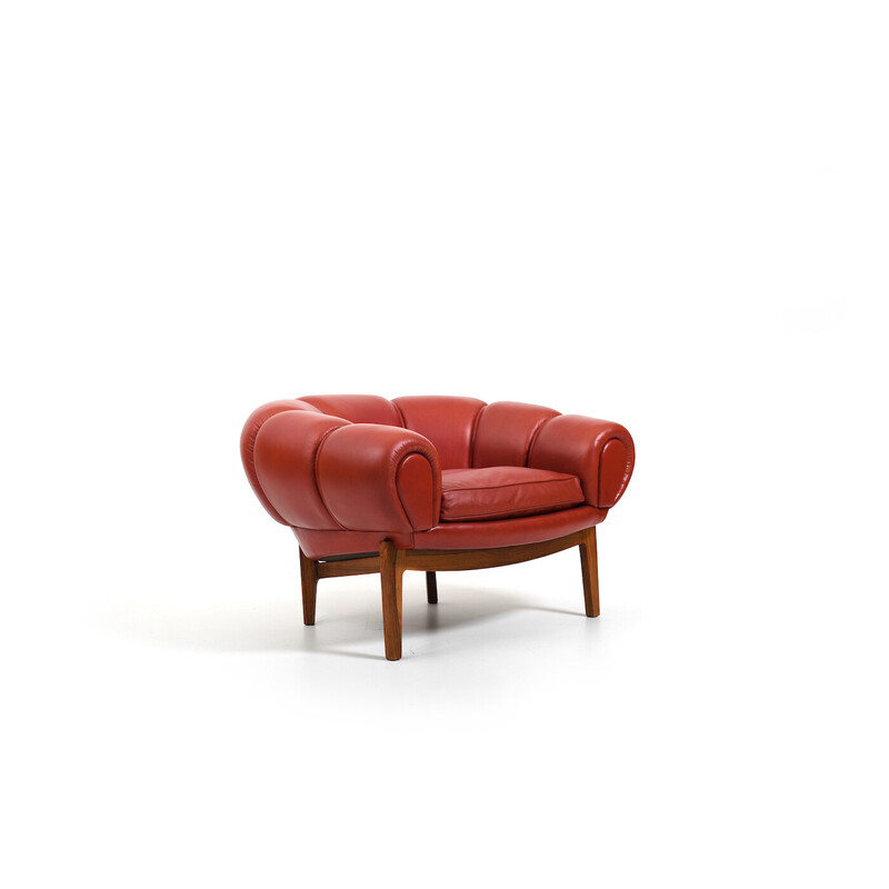 Danish vintage "Croissant" armchair by Illum Wikkelsø for Holger Christiansen, 1950s