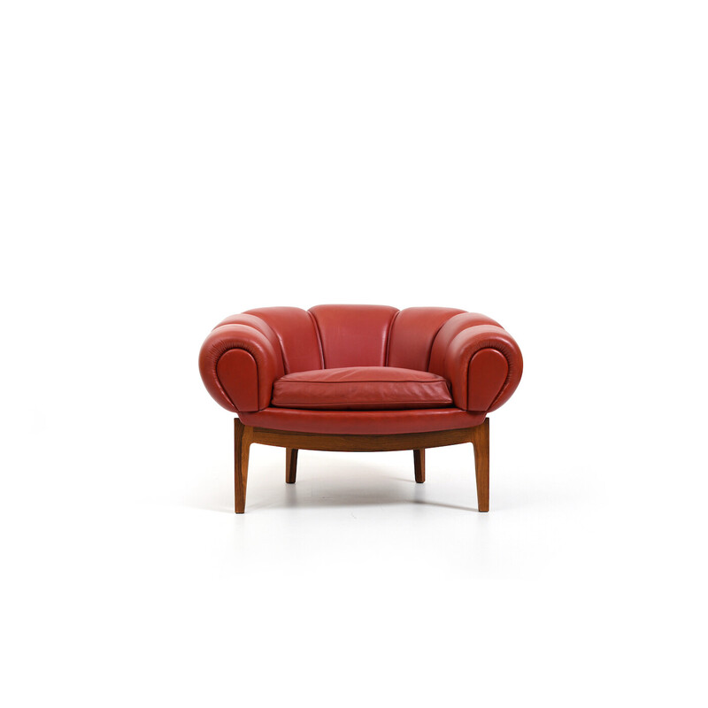 Danish vintage "Croissant" armchair by Illum Wikkelsø for Holger Christiansen, 1950s