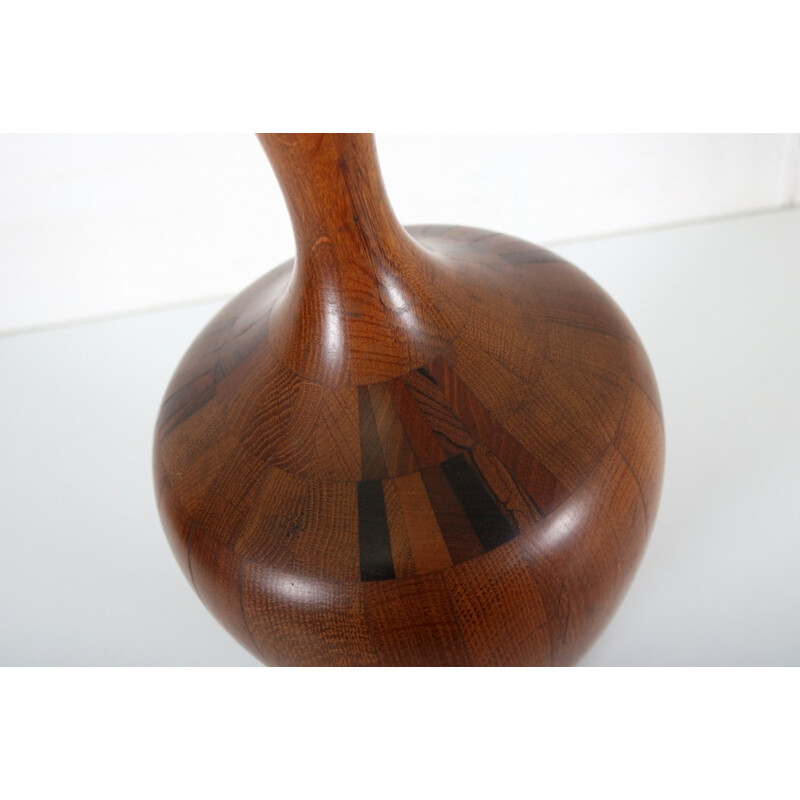 Decorative wooden vase by De Coene - 1960s