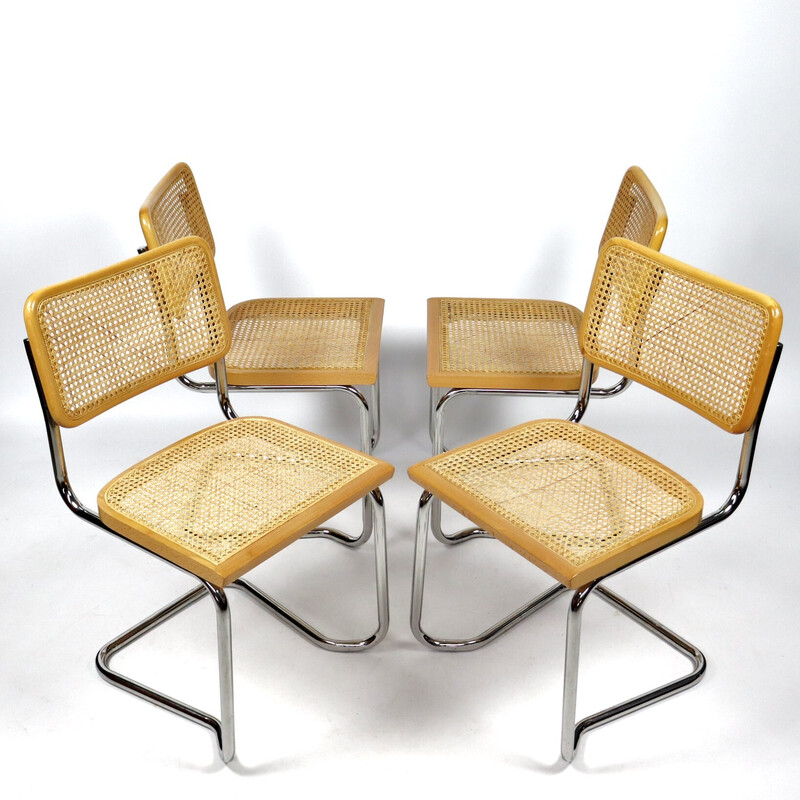 Set of 4 vintage B32 chairs by Marcel Breuer, 1980