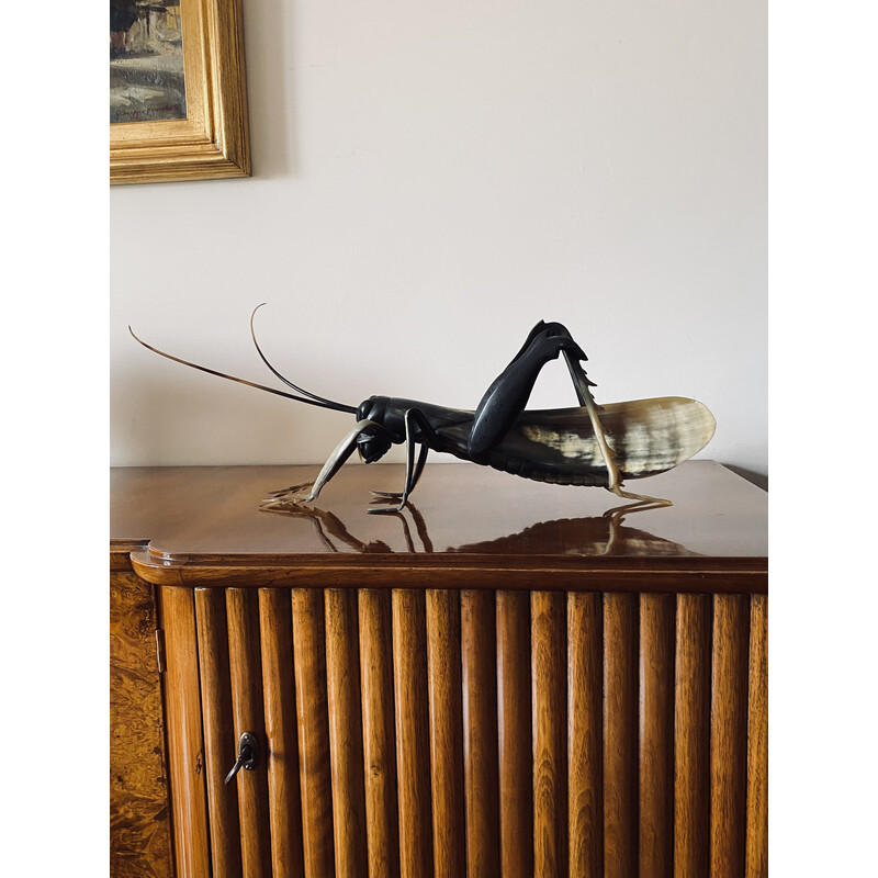 Mid-century hand-crafted horn Grasshopper, France 1960s