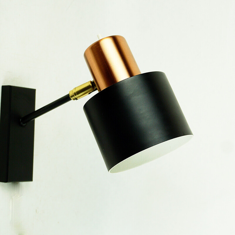 Pair of vintage copper Alfa wall lamps by Jo Hammerborg for Fog and Morup, Denmark 1960s
