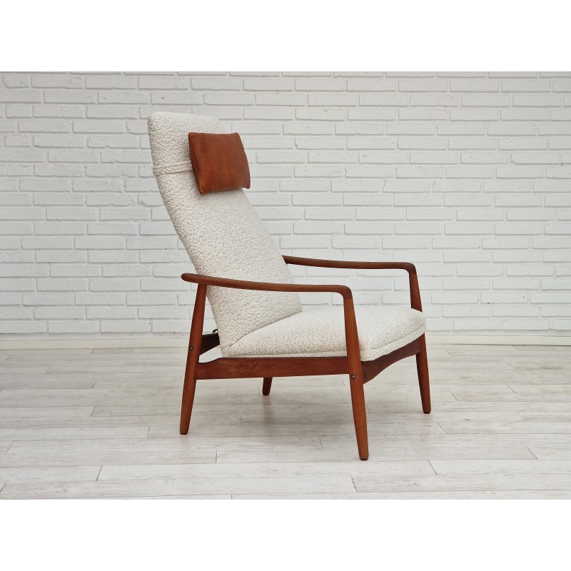 Vintage Deense teak en stoffen fauteuil van Søren Ladefoged, 1960.