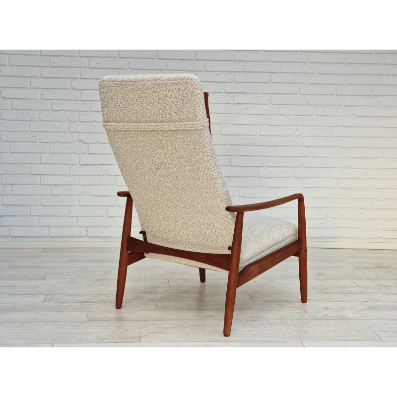 Vintage Deense teak en stoffen fauteuil van Søren Ladefoged, 1960.