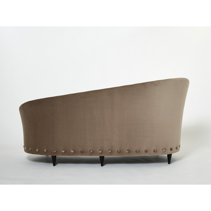 Canapé méridienne vintage en velours taupe par Federico Munari, 1960