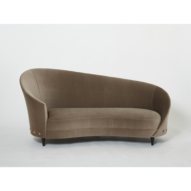 Sofá de veludo Vintage taupe por Federico Munari, 1960