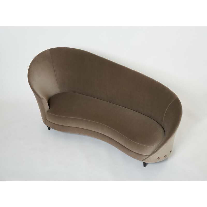 Vintage taupe fluwelen bank van Federico Munari, 1960