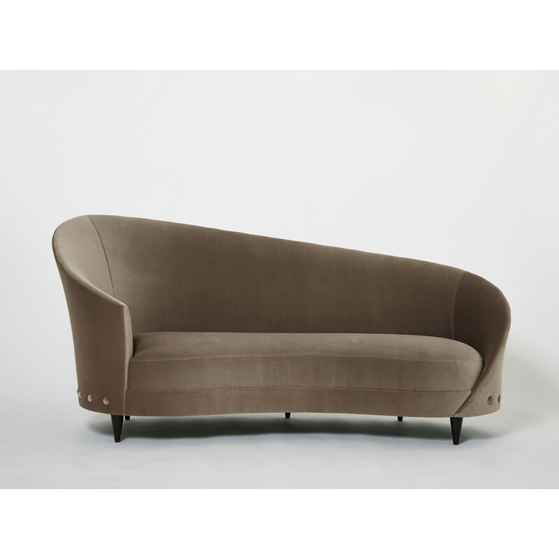 Sofá de veludo Vintage taupe por Federico Munari, 1960