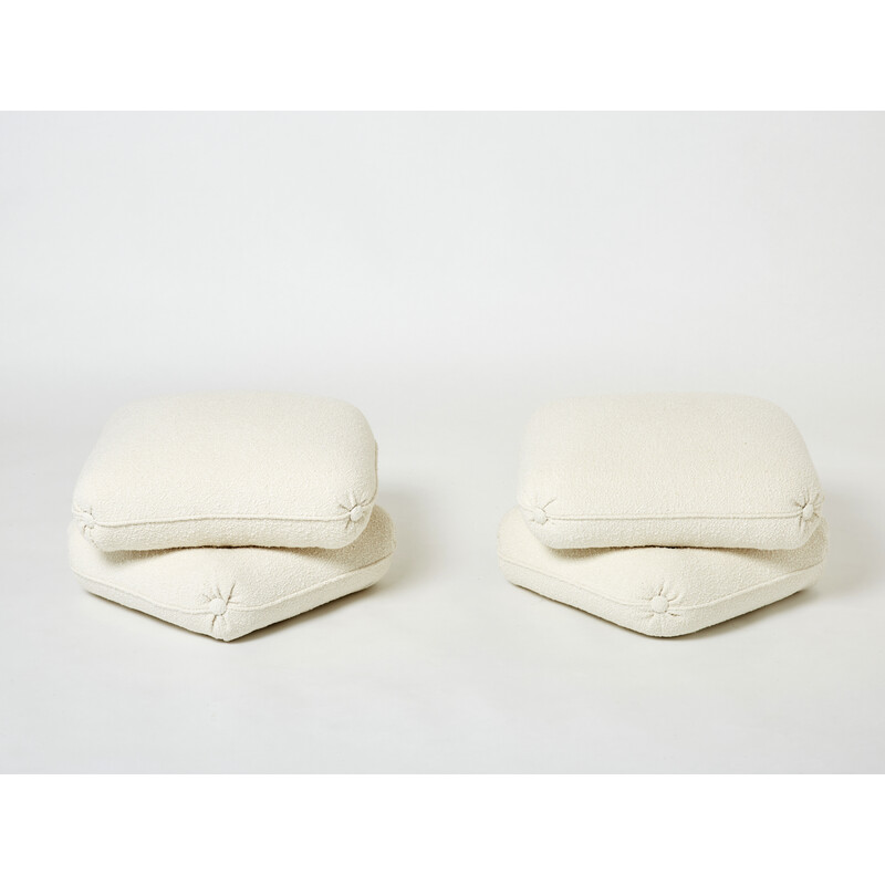 Pair of vintage poufs in curly wool by Jacques Charpentier for Maison Jansen, 1970
