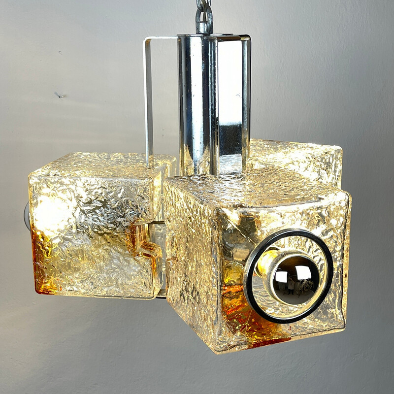 Vintage sculpture Cube Murano glass chandelier by Toni Zuccheri for VeArt, Italy 1970s