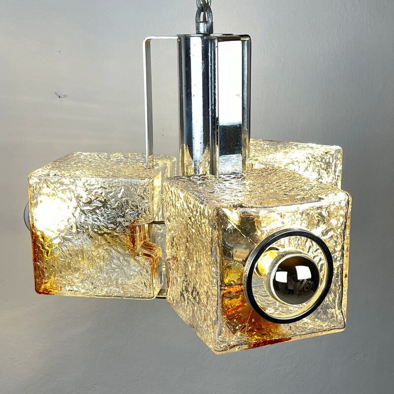 Vintage sculptuur Cube kroonluchter van Murano glas van Toni Zuccheri voor VeArt, Italië 1970