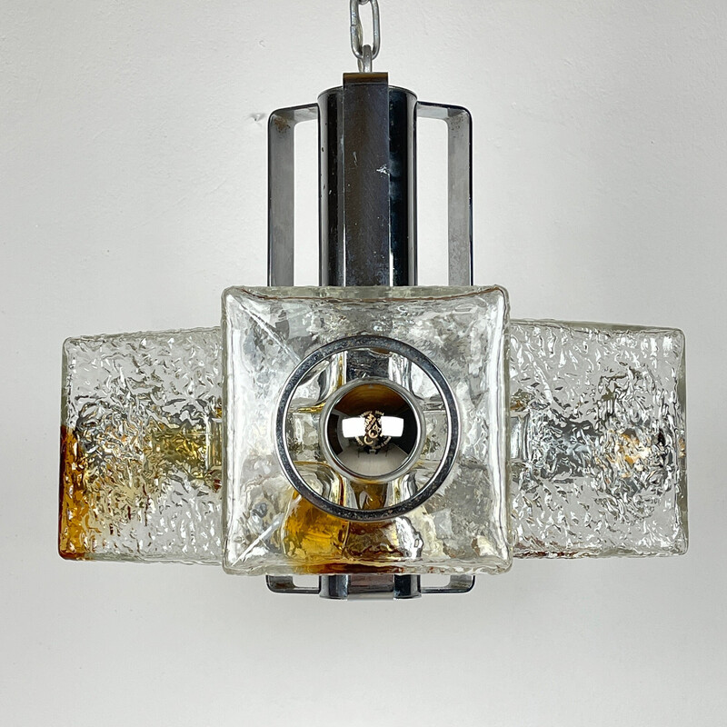 Lustre vintage Cube en verre de Murano par Toni Zuccheri pour VeArt, Italie 1970