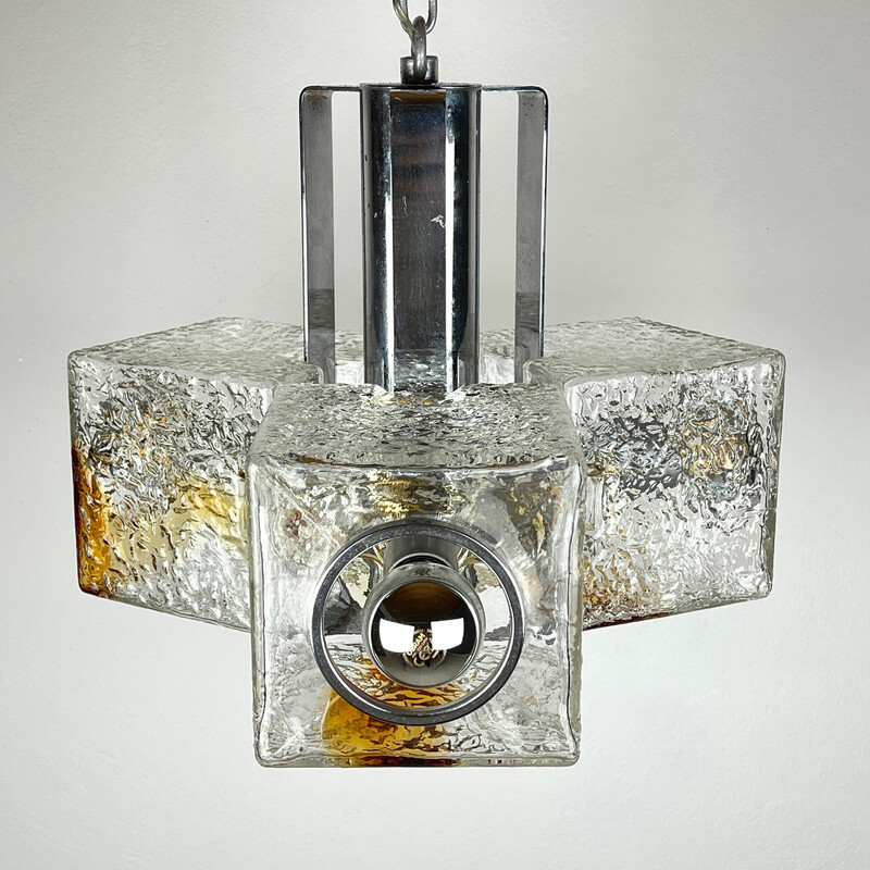 Lustre vintage Cube en verre de Murano par Toni Zuccheri pour VeArt, Italie 1970