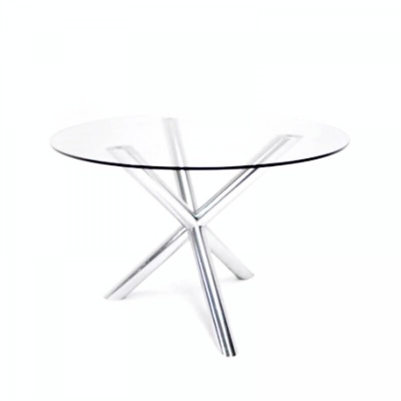 Vintage table in glass and chrome by Renato Zevi for Roche Bobois, France 1970s