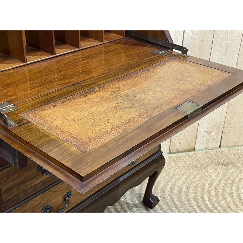 Vintage English donkey back desk in walnut, 1930